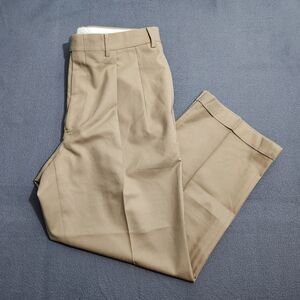 Lauren Ralph Lauren Men 36X30 Tan Total Comfort Wool Pleated Cuffed Dress Pants